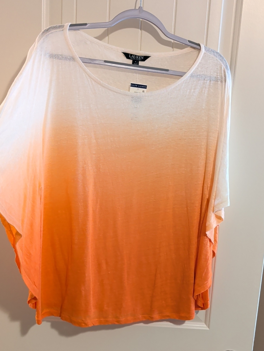 Ralph Lauren Orange & White Short Sleeve Sweater